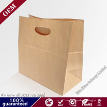 Bakery Store Take Away Food Bag, Fast Food Packing Bag Kraft Paper Bag with PVC Die Cut Handle